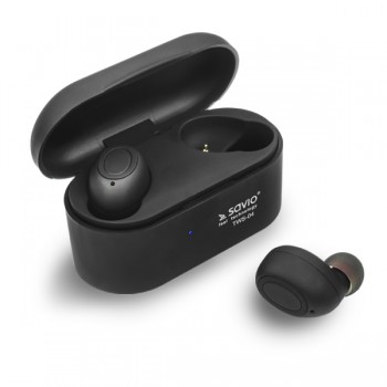 Słuchawki SAVIO TWS-04 (bluetooth, bezprzewodowe, Bluetooth, z wbudowanym mikrofonem, kolor czarny