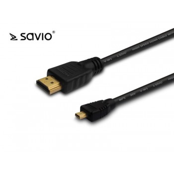 SAVIO CL-39 Kabel HDMI A(M) - micro HDMI DM złoty v1.4 3D 4Kx2K 1m