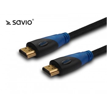 SAVIO CL-49 Kabel HDMI oplot nylon złoty v1.4 3D, 4Kx2K, 5m