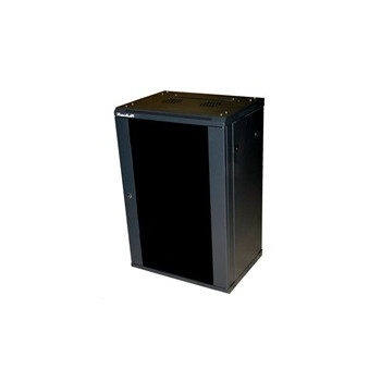XtendLan 19" nástěnný rozvaděč 18U, šířka 600mm, hloubka 600mm, nosnost 60 kg, skleněné kouřové dveře, svařovaný, černý