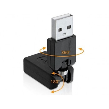 Adapter USB AM - USB AF kątowy 360/180