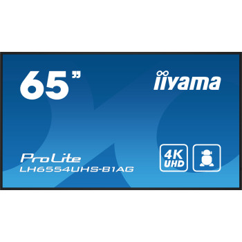 iiyama LH6554UHS-B1AG signage display Płaski panel Digital Signage 165,1 cm (65") LCD Wi-Fi 4K Ultra HD Czarny Procesor