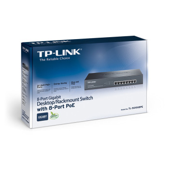 TP-Link TL-SG1008PE łącza sieciowe Nie zarządzany L2 Gigabit Ethernet (10 100 1000) Obsługa PoE Czarny