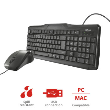 Trust Classicline klawiatura Dołączona myszka USB QWERTY Angielski Czarny