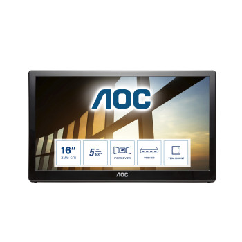 AOC 59 Series I1659FWUX monitor komputerowy 39,6 cm (15.6") 1920 x 1080 px Full HD LCD Czarny