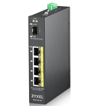 Zyxel RGS100-5P Nie zarządzany L2 Gigabit Ethernet (10 100 1000) Obsługa PoE Czarny
