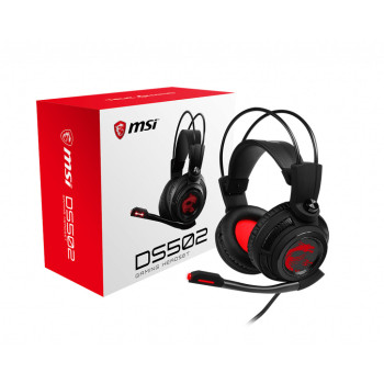 MSI DS502 Zestaw słuchawkowy Przewodowa Opaska na głowę Gaming Czarny, Czerwony