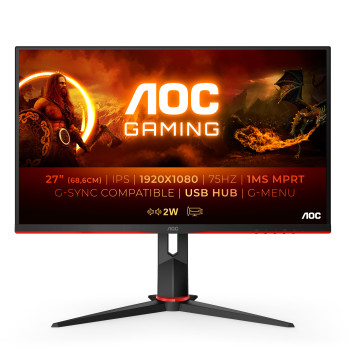 AOC G2 27G2U5 BK monitor komputerowy 68,6 cm (27") 1920 x 1080 px Full HD LED Czarny, Czerwony