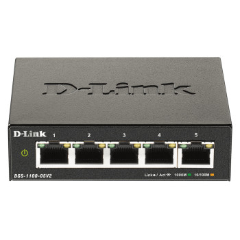 D-Link DGS-1100-05V2 łącza sieciowe Zarządzany L2 Gigabit Ethernet (10 100 1000) Czarny