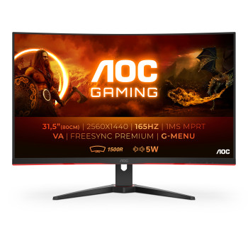 AOC G2 CQ32G2SE BK LED display 80 cm (31.5") 2560 x 1440 px 2K Ultra HD Czarny, Czerwony