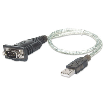 Manhattan 205146 kabel równoległy Szary 0,45 m USB A Serial COM RS232 DB9