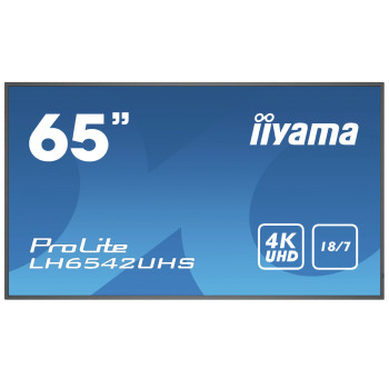 iiyama LH6542UHS-B3 signage display Płaski panel Digital Signage 163,8 cm (64.5") IPS 500 cd m² 4K Ultra HD Czarny Procesor