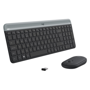 Logitech MK470 klawiatura Dołączona myszka RF Wireless QWERTY Amerykański międzynarodowy Grafitowy