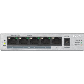 Zyxel GS1005HP Nie zarządzany Gigabit Ethernet (10 100 1000) Obsługa PoE Srebrny