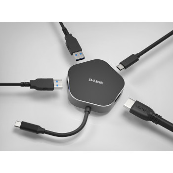 D-Link DUB-M420 stacja dokująca Przewodowa Thunderbolt 3 Czarny, Srebrny