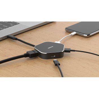 D-Link DUB-M420 stacja dokująca Przewodowa Thunderbolt 3 Czarny, Srebrny