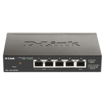 D-Link DGS-1100-05PDV2 łącza sieciowe Zarządzany Gigabit Ethernet (10 100 1000) Obsługa PoE Czarny