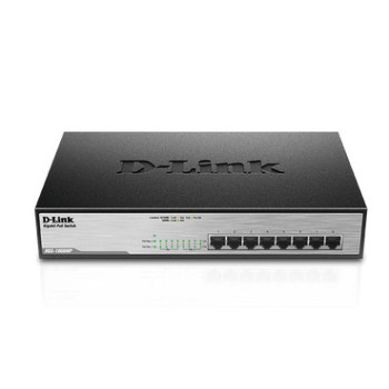 D-Link DGS-1008MP łącza sieciowe Nie zarządzany Gigabit Ethernet (10 100 1000) Obsługa PoE 1U Czarny