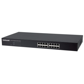Intellinet 560849 łącza sieciowe Fast Ethernet (10 100) Obsługa PoE 1U Czarny