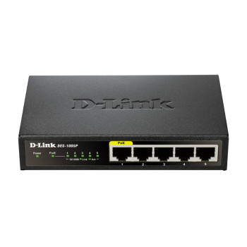 D-Link DES-1005P E łącza sieciowe Nie zarządzany L2 Fast Ethernet (10 100) Obsługa PoE Czarny