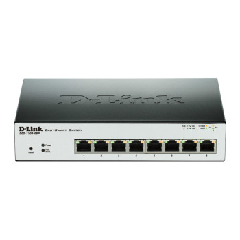 D-Link DGS-1100-08P łącza sieciowe Zarządzany L2 Gigabit Ethernet (10 100 1000) Obsługa PoE Czarny