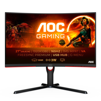 AOC C27G3U BK monitor komputerowy 68,6 cm (27") 1920 x 1080 px Full HD LED Czarny, Czerwony