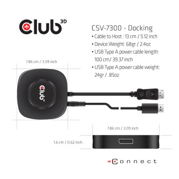 CLUB3D CSV-7300 rozgałęziacz telewizyjny DisplayPort 3x DisplayPort