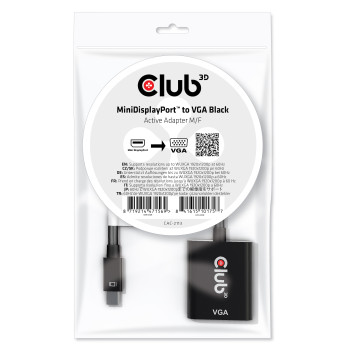 CLUB3D CAC-2113 adapter kablowy 0,228 m Mini Displayport VGA Czarny