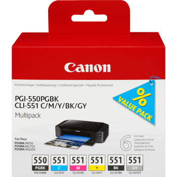Canon 6496B005 nabój z tuszem 6 szt. Oryginalny Czarny fotograficzny, Cyan fotograficzny, Szary fotograficzny, Magenta