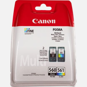 Canon PG-560   CL-561 nabój z tuszem 2 szt. Oryginalny Standardowa wydajność Czarny, Cyjan, Purpurowy, Żółty