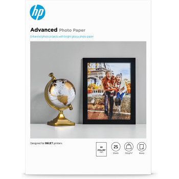 HP Papier fotograficzny Advanced, błyszczący — 25 ark. A4 210 x 297 mm