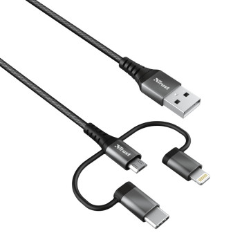 Trust 23572 kabel USB 1 m USB 2.0 USB A USB C Micro-USB B Lightning Czarny