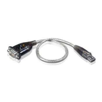 ATEN UC232A-AT kabel równoległy Stal nierdzewna, Przezroczysty, Czarny 0,35 m USB Typu-A DB-9