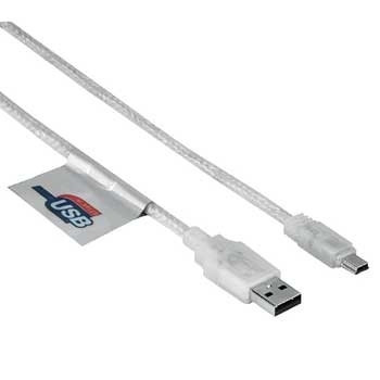 Hama USB 2.0 Connection Cable, A-Plug - mini B-Plug, 1.8 m, transparent kabel USB 1,8 m Mini-USB B Szary