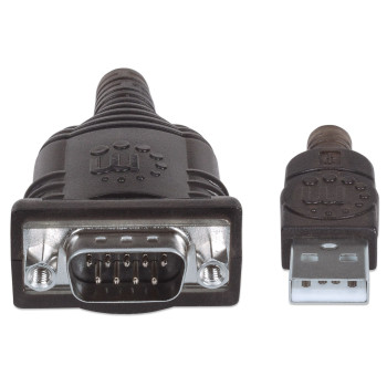 Manhattan 151856 kabel równoległy Srebrny 0,45 m USB A Serial COM RS232 DB9