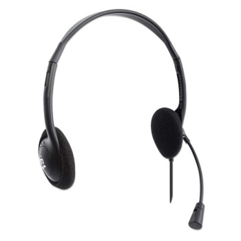 Manhattan 179850 słuchawki zestaw słuchawkowy Przewodowa Opaska na głowę Biuro centrum telefoniczne USB Typu-A Czarny