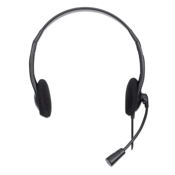 Manhattan 179850 słuchawki zestaw słuchawkowy Przewodowa Opaska na głowę Biuro centrum telefoniczne USB Typu-A Czarny