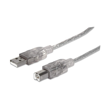 Manhattan 333405 kabel USB 1,8 m USB 2.0 USB A USB B Srebrny