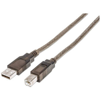 Manhattan 510424 kabel USB 11 m USB 2.0 USB A USB B Srebrny