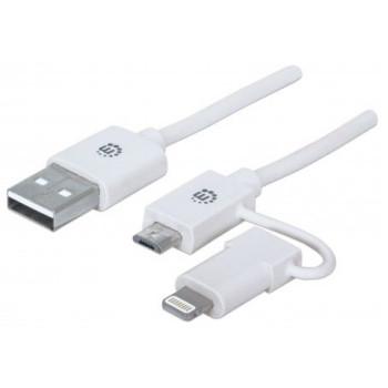Manhattan 390613 kabel USB 1 m USB 2.0 USB A Micro-USB B Biały