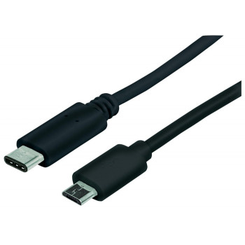 Manhattan 1m, USB 2.0 Micro-B USB C kabel USB Micro-USB B Czarny