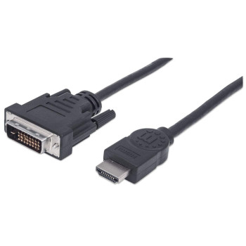 Manhattan 372503 adapter kablowy 1,8 m HDMI Typu A (Standard) DVI-D Czarny
