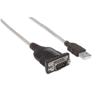 Manhattan 151801 kabel równoległy Srebrny 0,45 m USB A Serial COM RS232 DB9