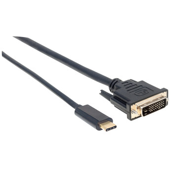 Manhattan 152457 adapter kablowy 2 m USB Type-C DVI Czarny