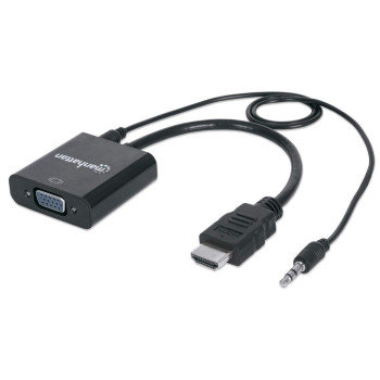Manhattan 151559 adapter kablowy 0,3 m HDMI + 3.5mm VGA (D-Sub) Czarny