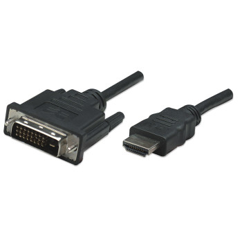 Manhattan 322782 adapter kablowy 1 m HDMI Typu A (Standard) DVI-D Czarny