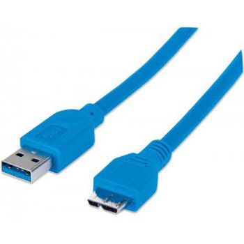 Manhattan USB 3.0, A Micro-B, 1 m kabel USB USB 3.2 Gen 1 (3.1 Gen 1) USB A Micro-USB B Niebieski