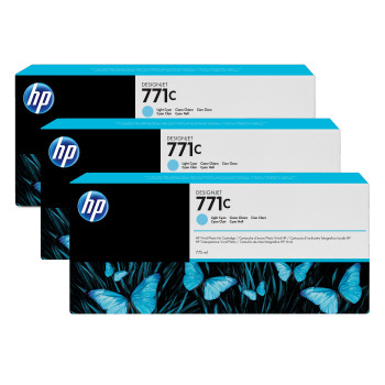 HP Zestaw 3 sztuk jasnobłękitnych wkładów atramentowych 771C DesignJet 775 ml