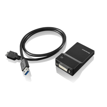 Lenovo USB 3.0 - DVI VGA zewnętrzna karta graficzna usb 2048 x 1152 px Czarny