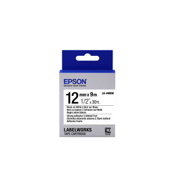 Epson Label Cartridge Strong Adhesive LK-4WBW Black White 12mm (9m)